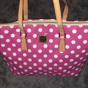 Dooney & Burke pink polka dot tote